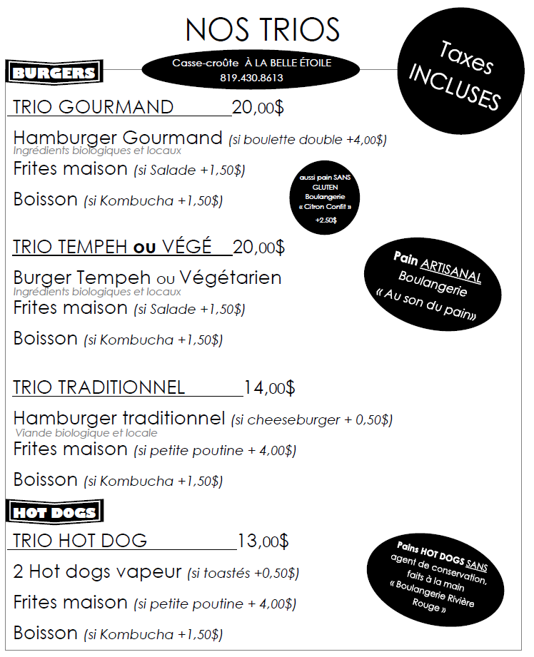 Casse-Croûte À La Belle Étoile Menu-4
