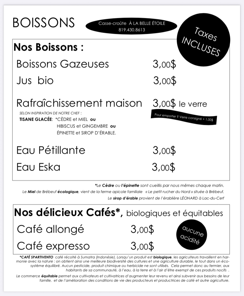 Casse-Croûte À La Belle Étoile Menu-6