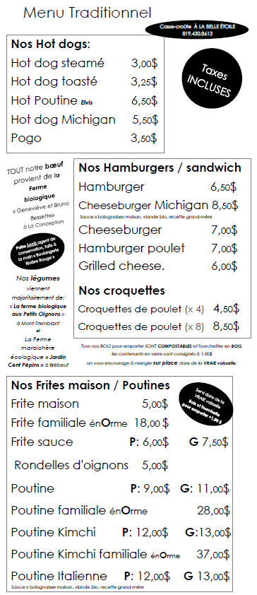 Casse-Croûte À La Belle Étoile Menu-8